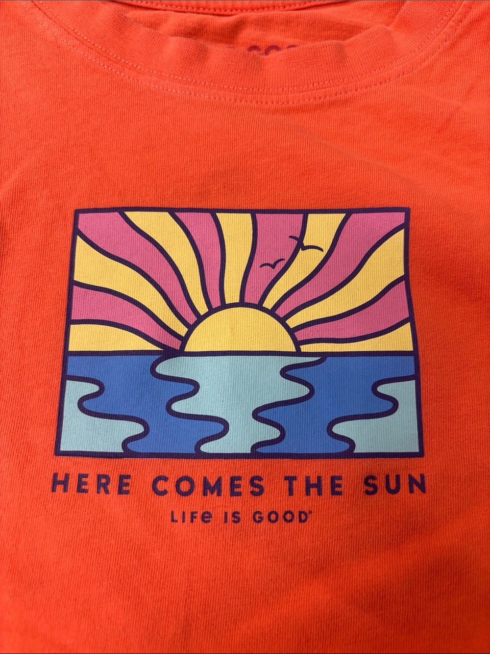 Life Is Good Orange Crusher‎ Tee with Sunrise Graphic Size Medium - Picture 3 of 6